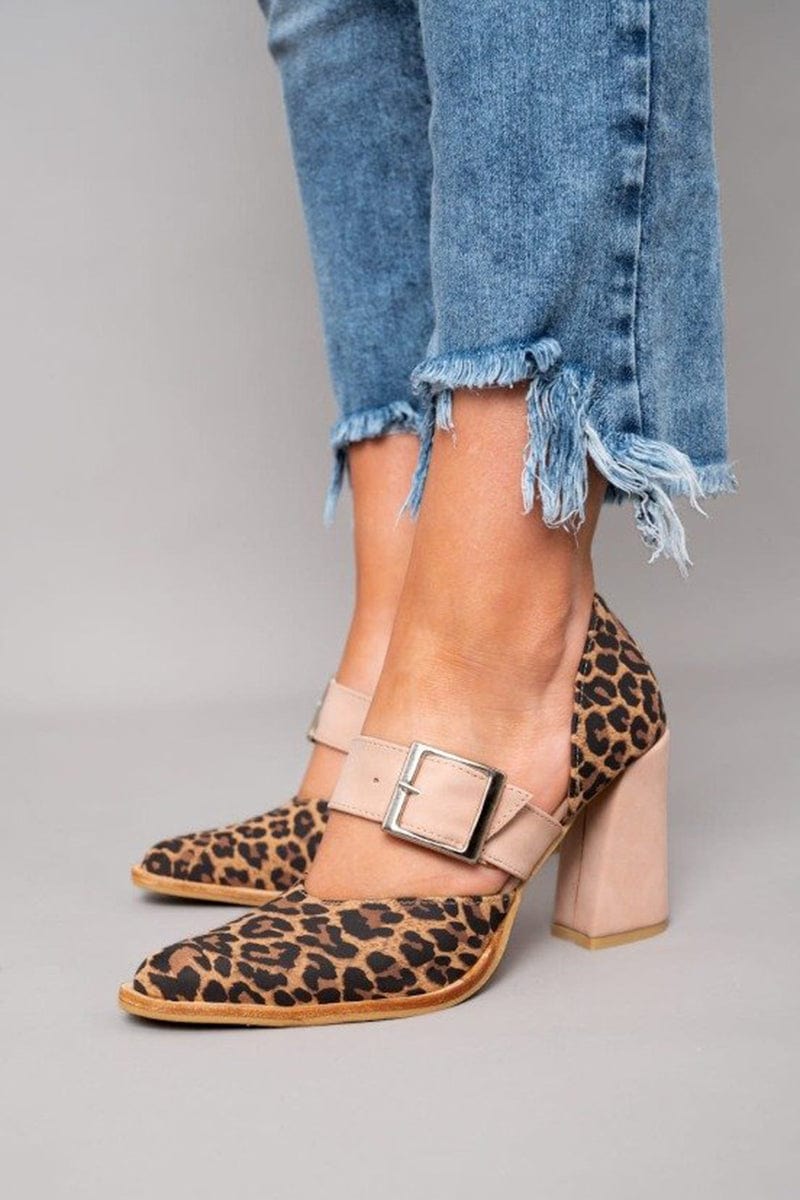 Dona™ | Tacones de bloque con estampado de leopardo audaz