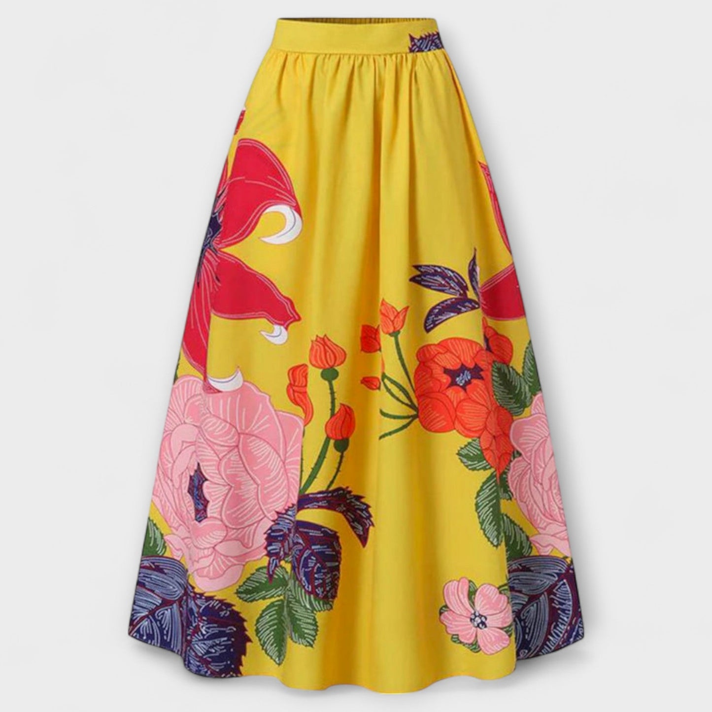 Yesenia™ - Falda de Cintura Alta con Estampado Floral Elegante