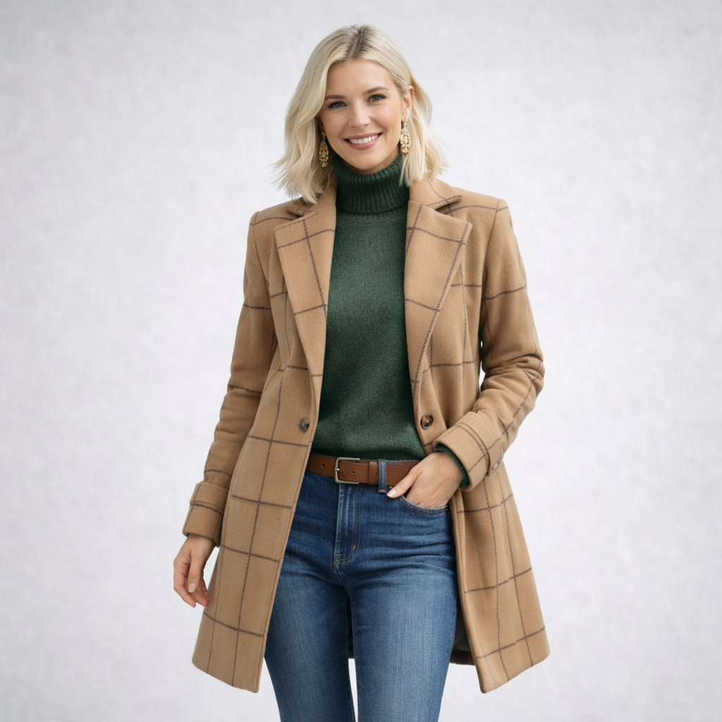 Estela™ | Abrigo Elegante Cuadro