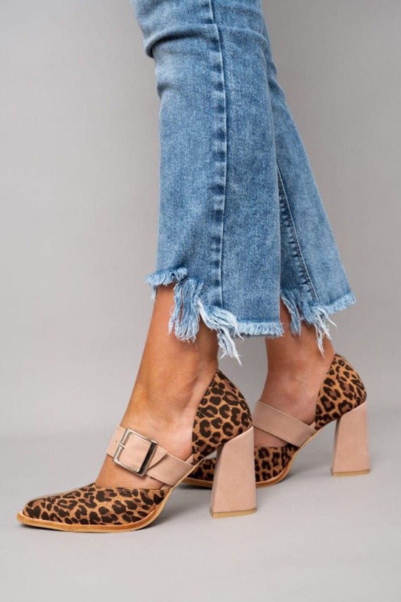 Dona™ | Tacones de bloque con estampado de leopardo audaz