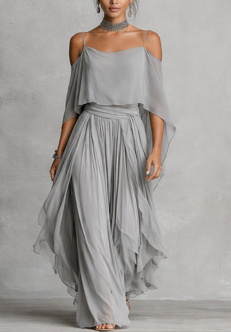 Isabela™ - Conjunto Gris con Top y Pantalón