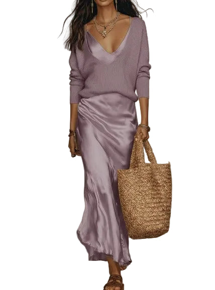 Elena™ | Vestido de Satén con Sueter Incluido