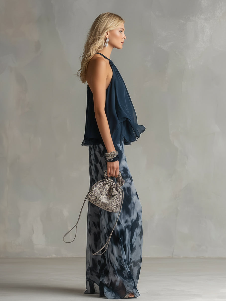 Ludovica™ - Conjunto de Blusa Halter y Pantalón