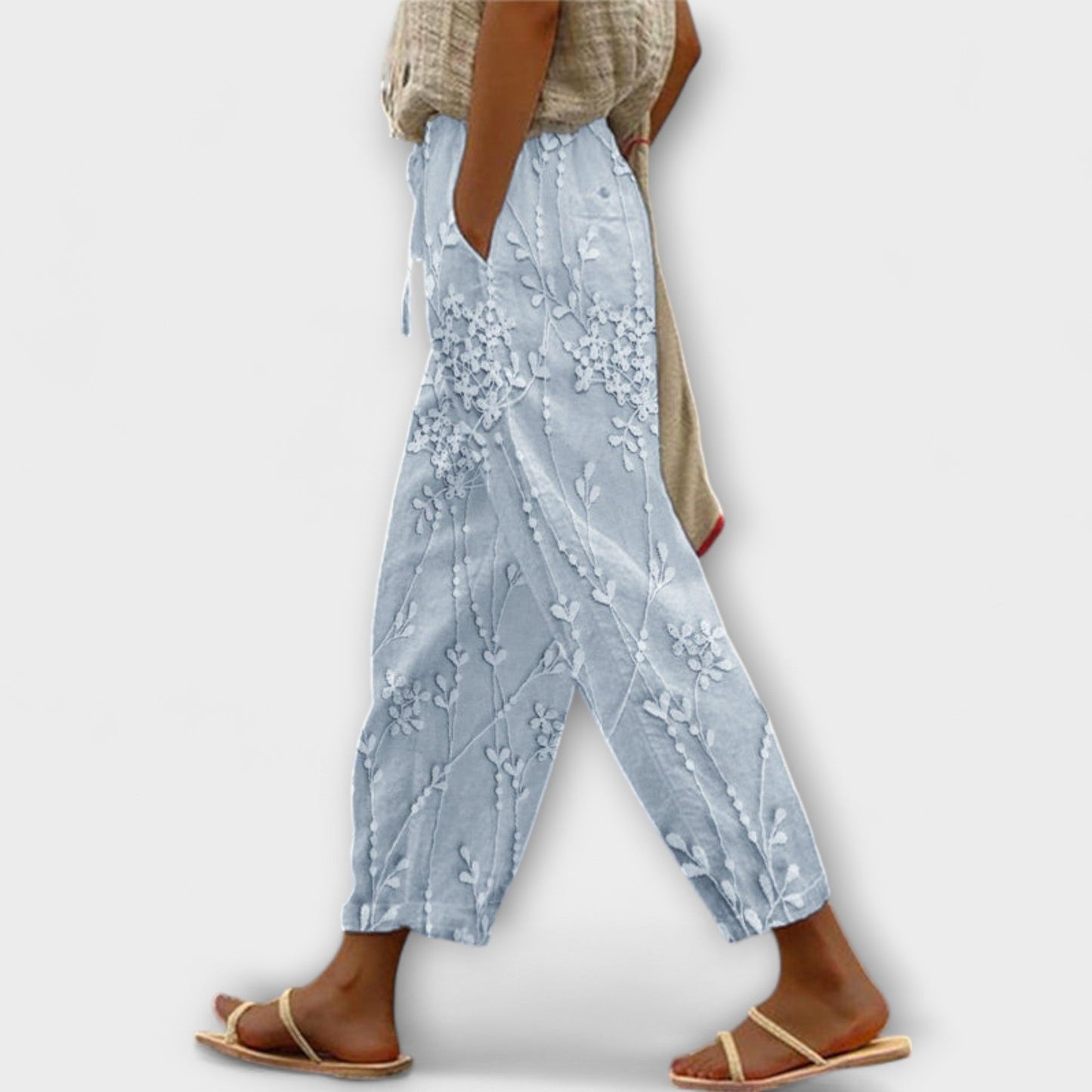 Alessia™ - Pantalón Estampado con Motivo de Hojas de Vid