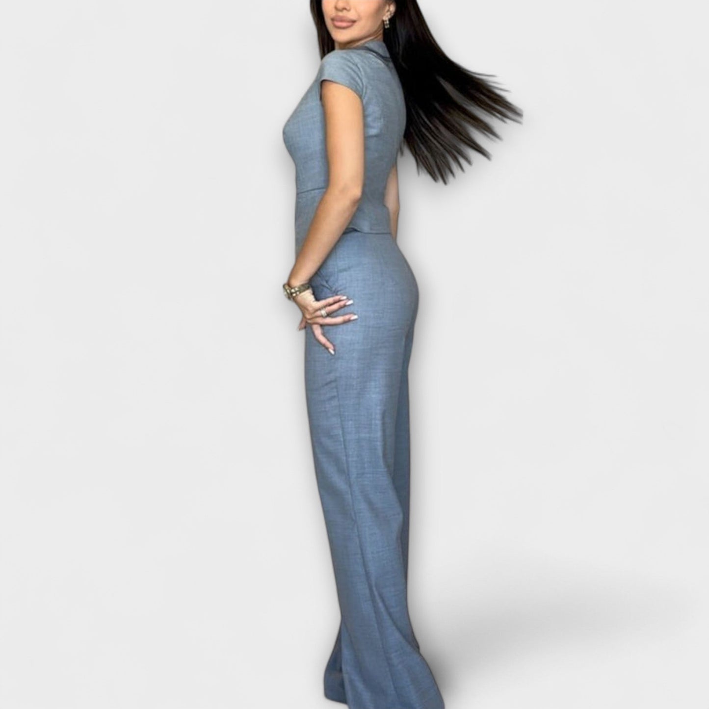 Ivy™  - Top Elegante con Escote en V y Conjunto Pantalones