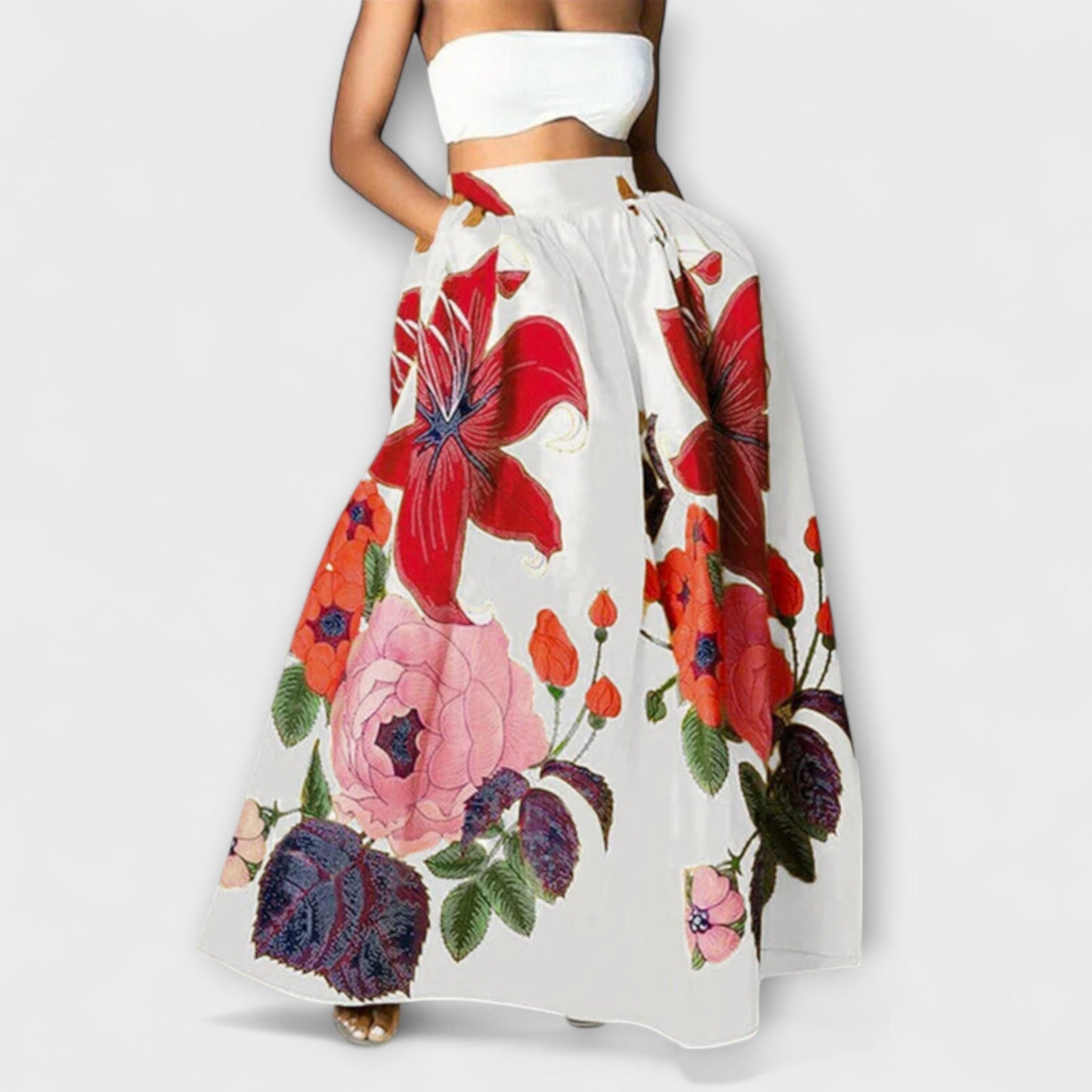 Yesenia™  - Falda de Cintura Alta con Estampado Floral Elegante