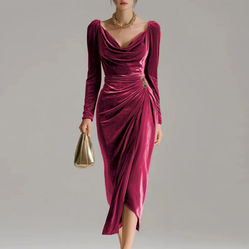 Rubi™  | Vestido de Terciopelo Plisado