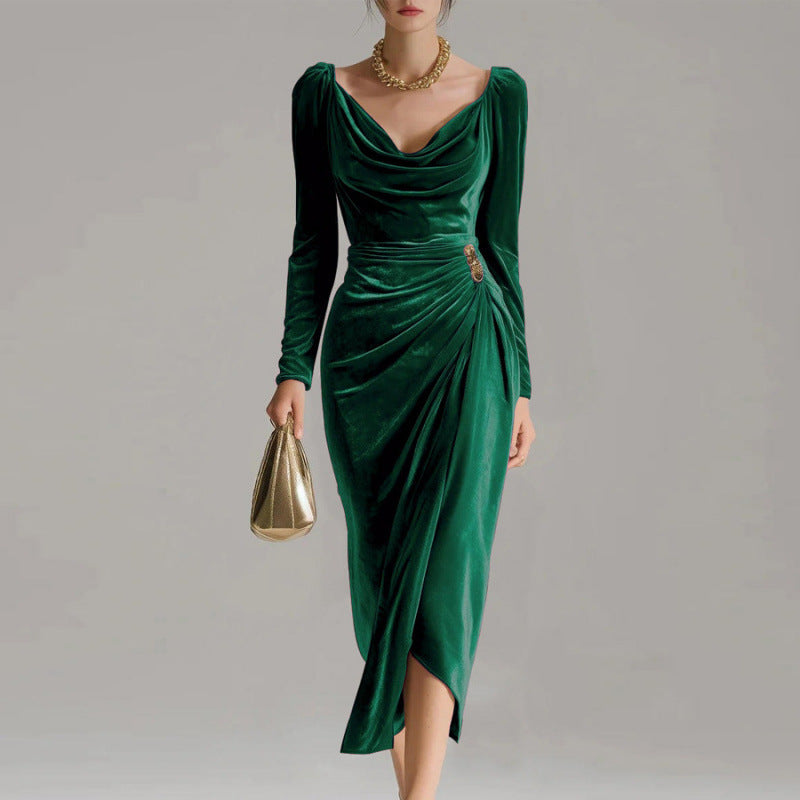 Rubi™  | Vestido de Terciopelo Plisado