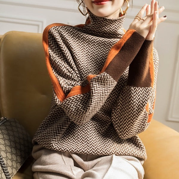 Athenea | Jersey de Cuello Alto con Estampado