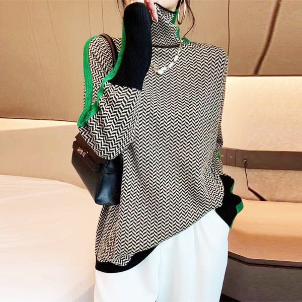 Athenea | Jersey de Cuello Alto con Estampado