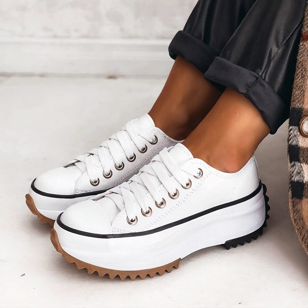 Elina Zapatos  Con Tacón Grueso Lona Estilo Urbano