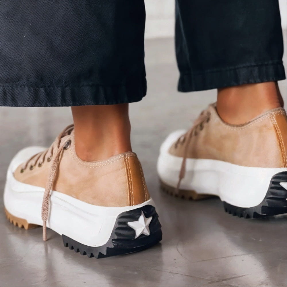 Elina Zapatos  Con Tacón Grueso Lona Estilo Urbano