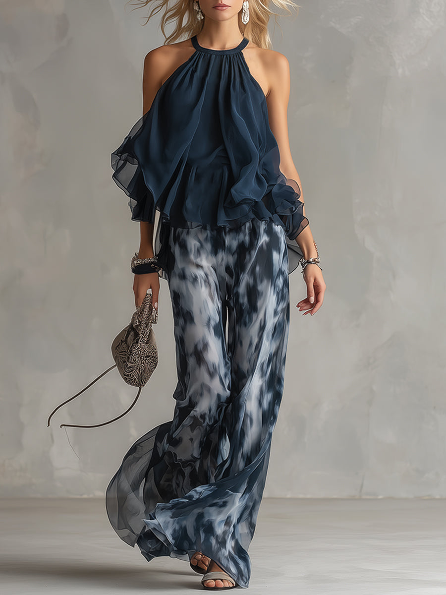 Ludovica™ - Conjunto de Blusa Halter y Pantalón