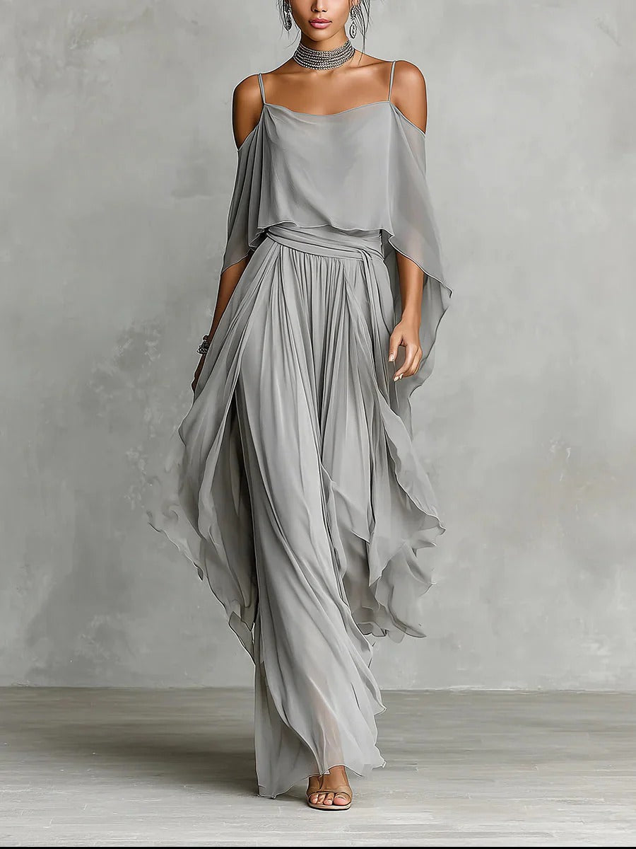 Isabela™ - Conjunto Gris con Top y Pantalón